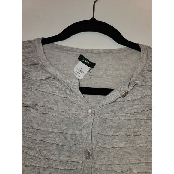 J Crew gray ruffle 3/4 sleeve cardigan sweater - small - Picture 3 of 3